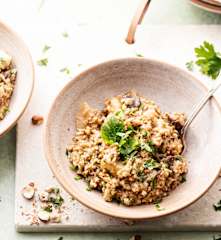 Buckwheat with Mushrooms and Gorgonzola
