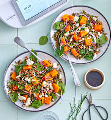 Salade tiède de butternut, épinards et chèvre