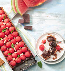 Tarta de chocolate y sandía