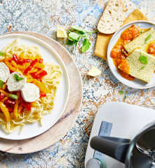 Terrine de courgette et thon - Tagliatelle de poivrons