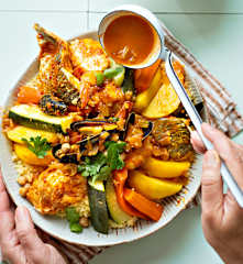 Couscous de poissons et de fruits de mer au safran