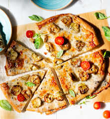 Pizza con alcachofa y trufa