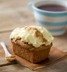 Spiced pumpkin mini loaves with cream cheese frosting