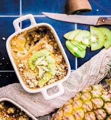 Mangue, kiwi et ananas en crumble