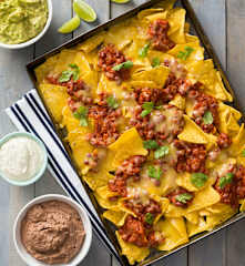 Nachos with beans and cashew sour cream