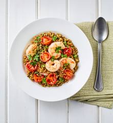 Farro pomodorini e gamberi con pesto di prezzemolo (Modalità Cuoci riso)