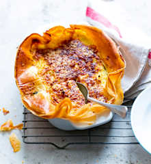 Gratin d'oignons et de poireaux en brick