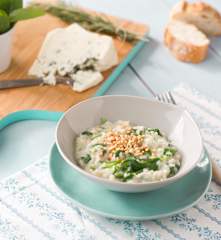 Risotto de queso azul y espinacas