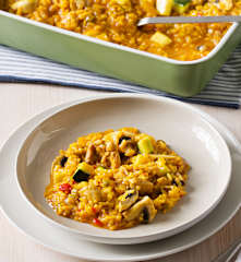 Arroz cremoso de pollo y verduras