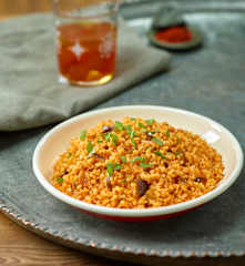 Patlıcanlı Bulgur Pilavı