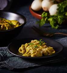 Setas con mole verde
