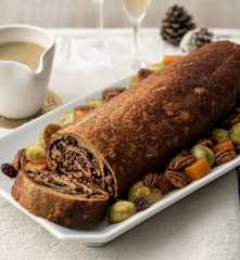 Seitan Roulade with Cranberry Stuffing and Vegan Gravy