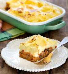 Pastel de papas con pino de berenjenas