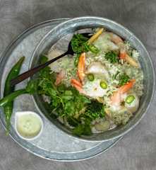 Prawns with coriander coconut rice