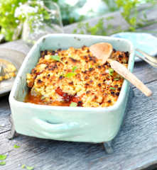 Crumble de tomates au couscous et au safran