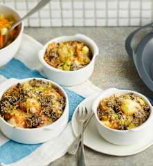 Cocotte de poisson gratinée aux champignons