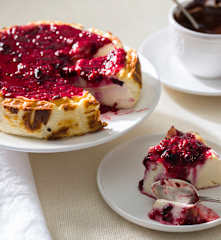 Tarta de queso ligera con topping de fruta