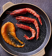 sous-vide慢煮红虾配木瓜酱