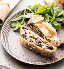 Mushroom and Feta Strudel with Spinach