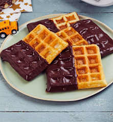 Gaufres, sauce au chocolat