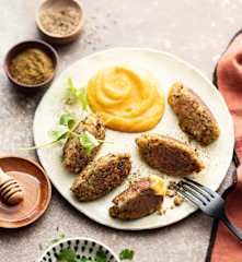 Keftas de cabillaud, purée de butternut au sésame