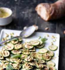 Warm zucchini salad with basil lemon dressing (Thermomix® Cutter)