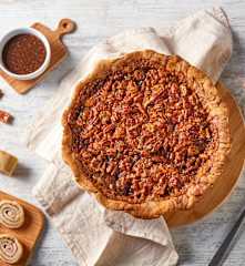 Bourbon Pecan Pie with Cinnamon Roll Crust