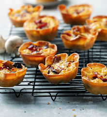Miniquiches de beicon y champiñones