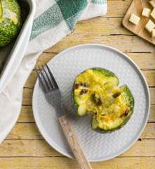 Zucchine tonde ripiene con porri e uvetta