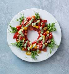 Tomatoes with wasabi dressing