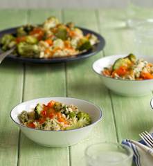 Pollo all'orientale con riso e verdure al vapore