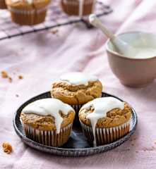 Muffins de zanahoria con frosting (sin huevo y sin lácteos)