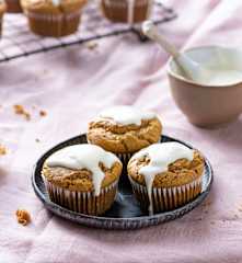 Carrot Muffins with Vegan Cream Cheese Icing
