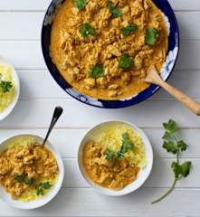Chicken tikka masala with saffron rice