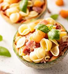 Pasta con melón y jamón