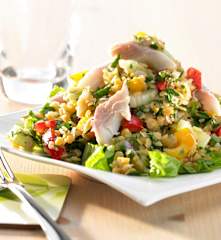 Linsen-Petersilien-Salat mit Forellenfilets