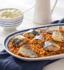 Arroz con caballa y alioli