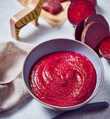 Rote-Bete-Kartoffel-Brei mit Rindfleisch