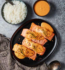 Salmon and Basmati Rice with Dill Cream Sauce