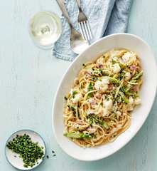 Spargel-Blumenkohl-Nudeln
