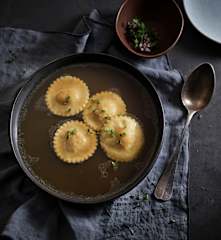 Lamb Soup with Butternut Squash Ravioli
