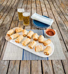 Kumara sausage rolls