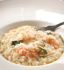 Arroz cremoso con calabacín y langostinos