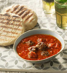 Moroccan lamb meatballs with batbout flatbreads
