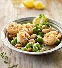 Garnelen mit Bohnenduo