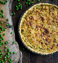 Tarte de camarão e ervilhas