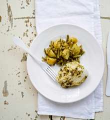 Pescada com legumes ao vapor