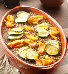 Pilaf de lentejas y bulgur con calabaza
