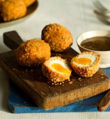 Salmon Scotch Eggs with Honey Mustard Dipping Sauce