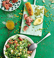 Salada de pêssego com presunto